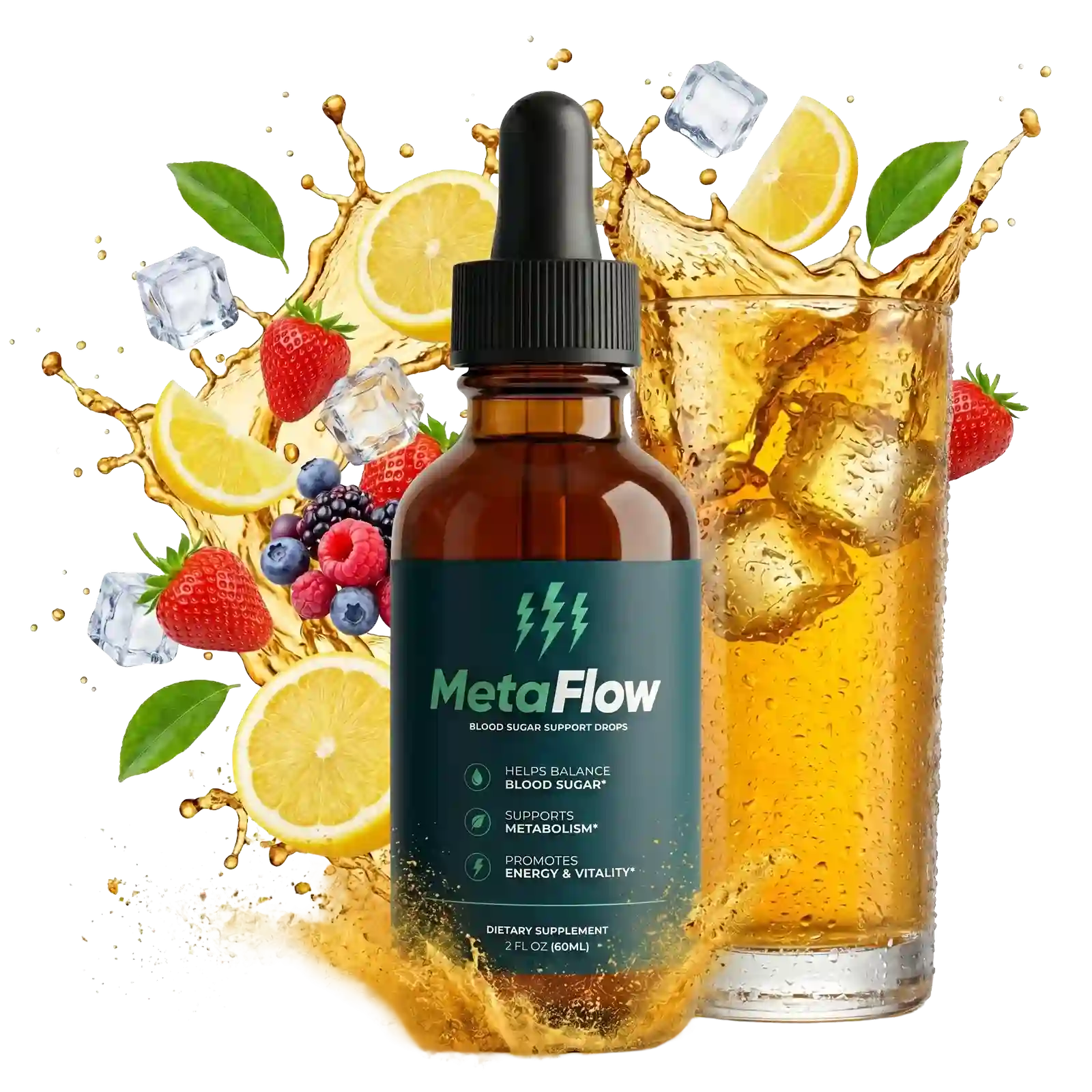 MetaFlow liquid wellness drops bottle for daily balance